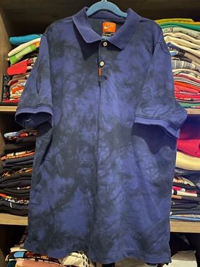 Nike Dri-Fit Men's Medium Navy and Black Tie-Dye Polo
